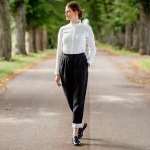 Son De Flor High Waisted Black Linen Pants